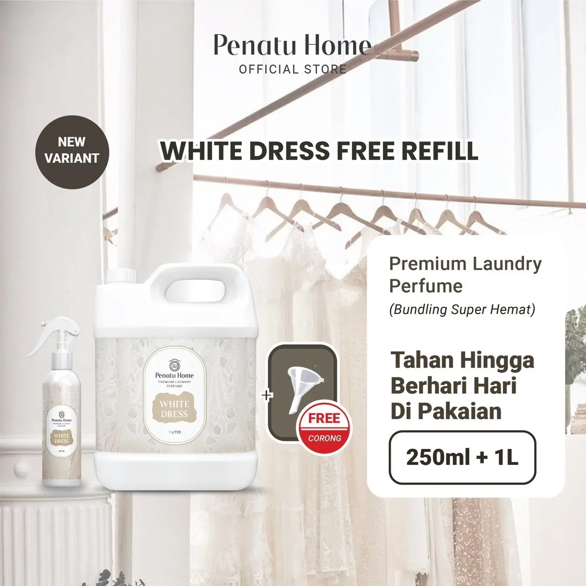 FREE CORONG | BUNDLING REFIL Parfum Laundry Premium Penatu Home - 250ml & Jirigen