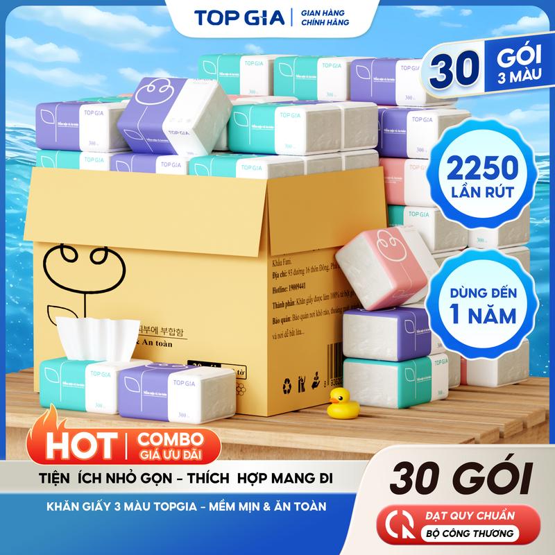 (GIẤY LỤA - BẢN CẢI TIẾN) Giấy ăn rút TOP GIA thành phần bột giấy tự nhiên 4 lớp giấy dai dày mềm mại Giấy Vệ Sinh 3 màu giấy rút lụa, giấy gấu trúc F0100 - Đạt Chuẩn Bộ Công Thương