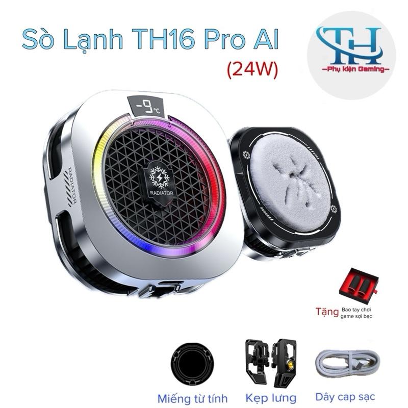 MỚI 2025 Quạt tản nhiệt sò lạnh TH16 Pro AI 24W - hỗ trợ làm mát điện thoại máy tính bảng- 4 chế độ mát điều chỉnh tốc độ gió led đẹp