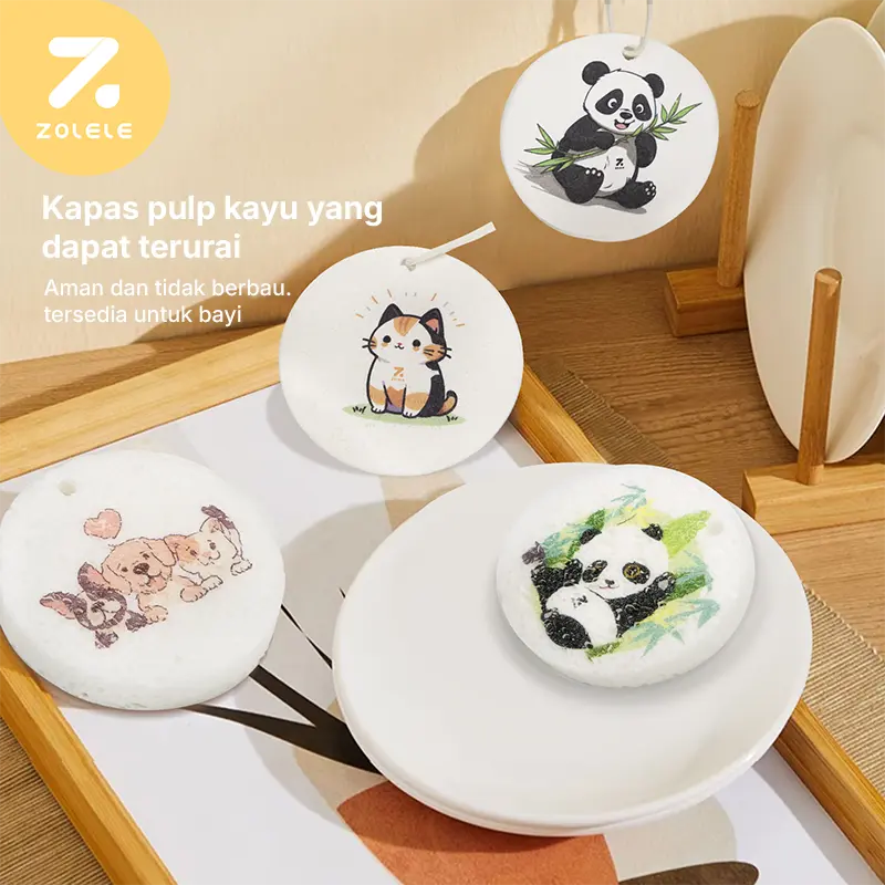 ZOLELE DB01 Spons Pencuci Piring Bubur Kayu Dikompres Sabut Gosok Spons Kain Dapur Anti Lengket 1