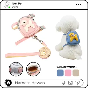 Harness Kucing Besar Kecil Tali Tuntun Hewan Rompi Anjing Cat Dog Harnes Ada Tas Mini
