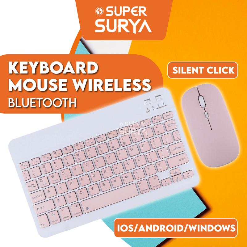 Keyboard Mouse Set Bluetooth Wireless Silent Click Android Windows IOS Ipad Computer 1