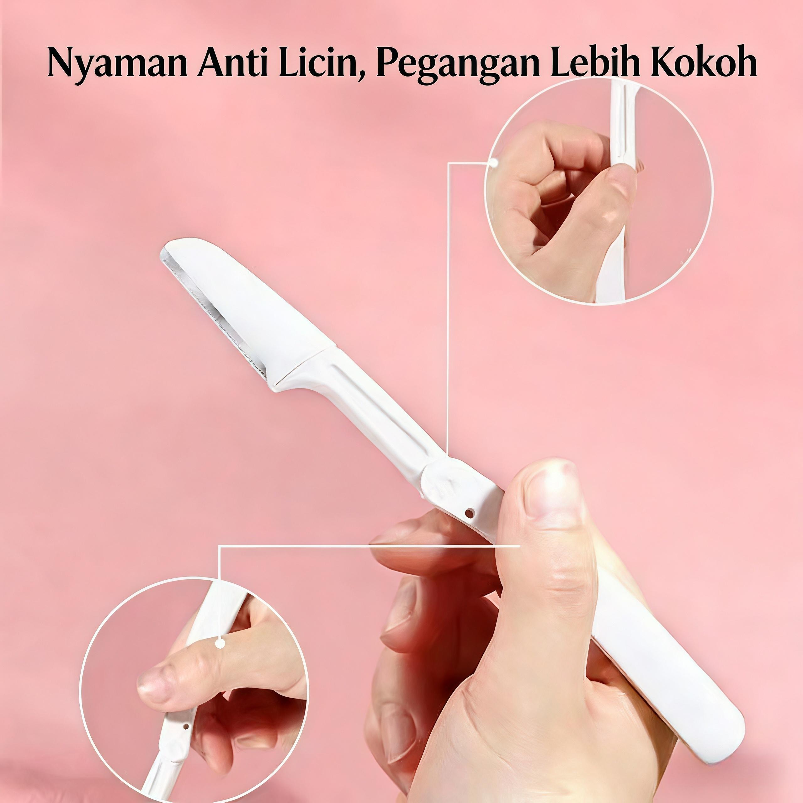 【Sam's market】Pisau Cukur Alis Wanita Aman Mudah Dikuasai oleh Pemula 3 Pcs dalam 1 Kotak Cocok untuk Pemula Anti-Gores Kuku Lipstick Pembest Seller