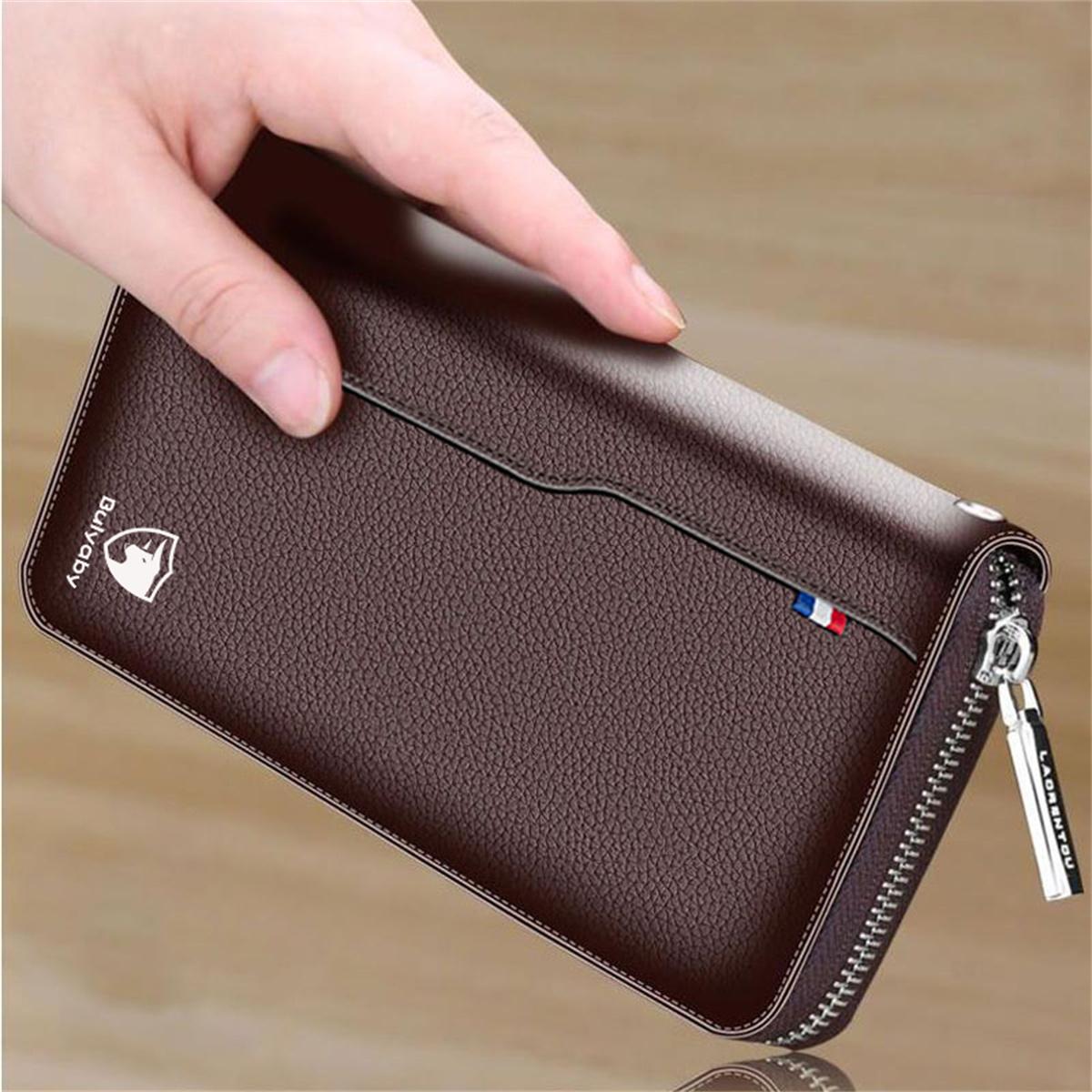Dompet Zip Kulit Tulen Lelaki Pegang Tangan Berbilangfungsi Kapasiti Besar Dompet Panjang Sedia untuk Dihantar Penghantaran 24 Jam