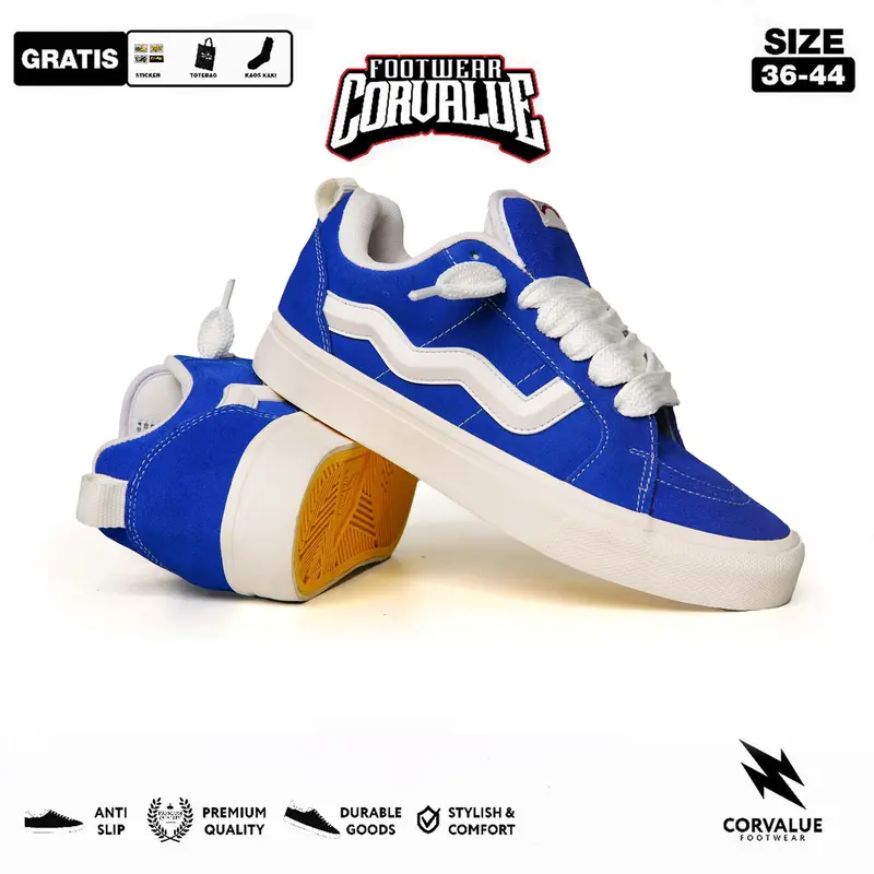 SEPATU CORVALUE FOOTWEAR - OTARU BLUE | Sepatu Sneakers Pria Wanita Canvas Casual Shoes Hitam 0