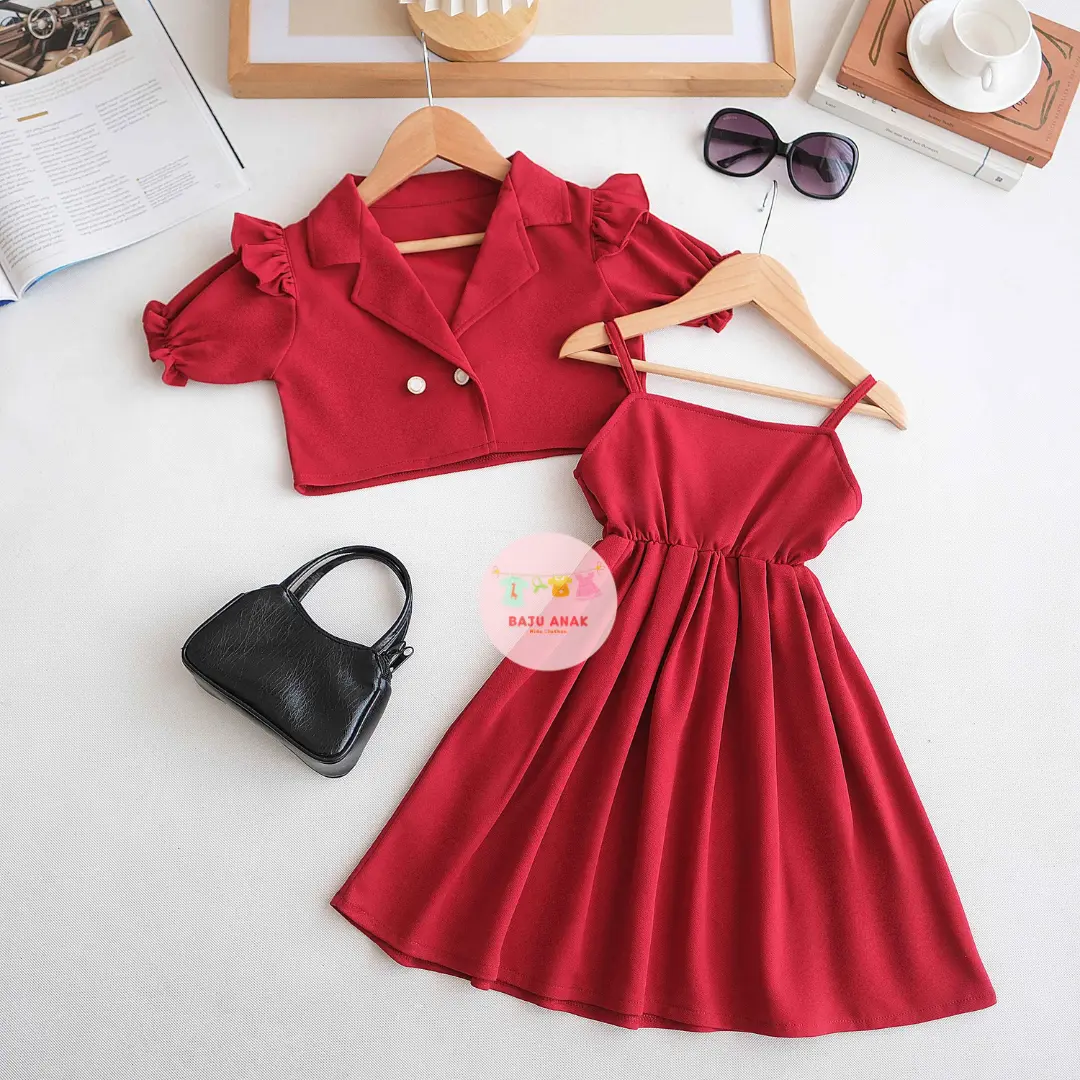 Baju Anak Perempuan - Dress Anak Perempuan Kayna 2 In 1 Terbaru / Fashion Dress Anak Perempuan & Outer Terlaris