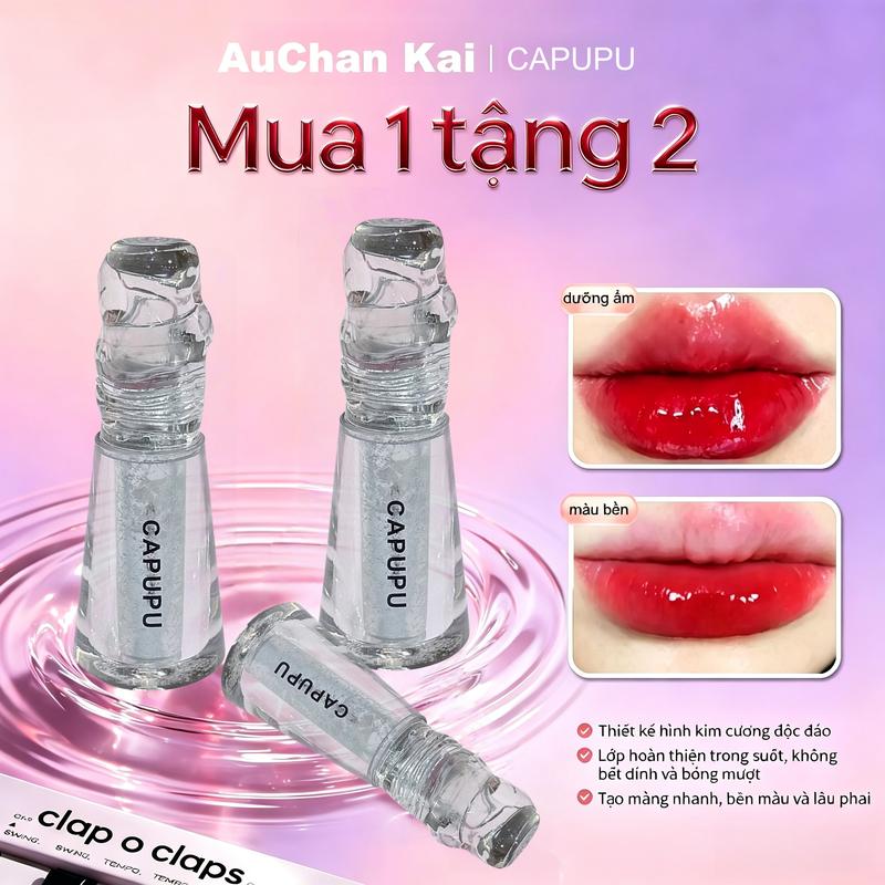 CAPUPU Son bóng gương - lớp hoàn thiện bóng pha lê, không dính và dưỡng ẩm, màu…