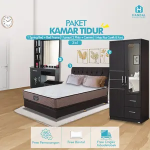 Termurah Paket Kamar Tidur 3in1 Hemat Set Elite Serenity Superstar + Lemari 2Pt + Meja Rias Walnut