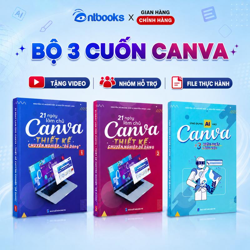 Sách Canva - Bộ 3 Cuốn 21 Ngày Làm Chủ Thiết Kế Canva, Tặng Kèm Video Hướng…
