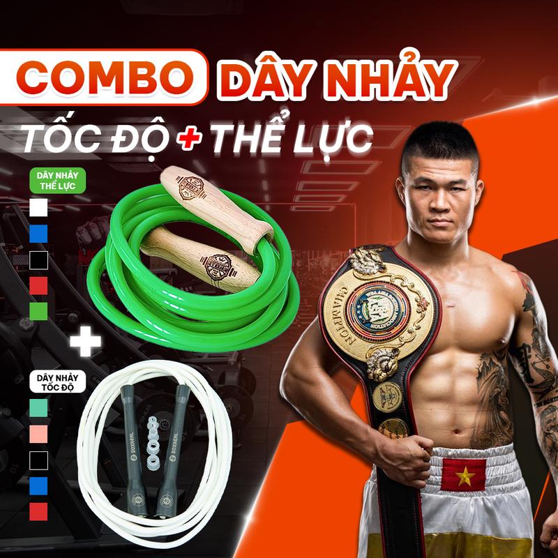  COMBO  Dây Nhảy Thể Lực + Dây Nhảy Tốc Độ  Boxreal  - Hỗ Trợ Nâng Cao Sức Bền - Cơ Thể Dẻo Dai 