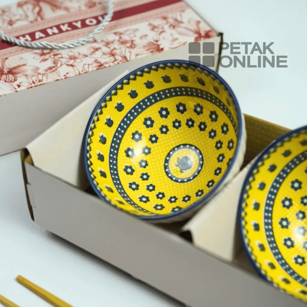 Hampers Mangkok Set Keramik Motif Korea 2 in 1 Plus Box