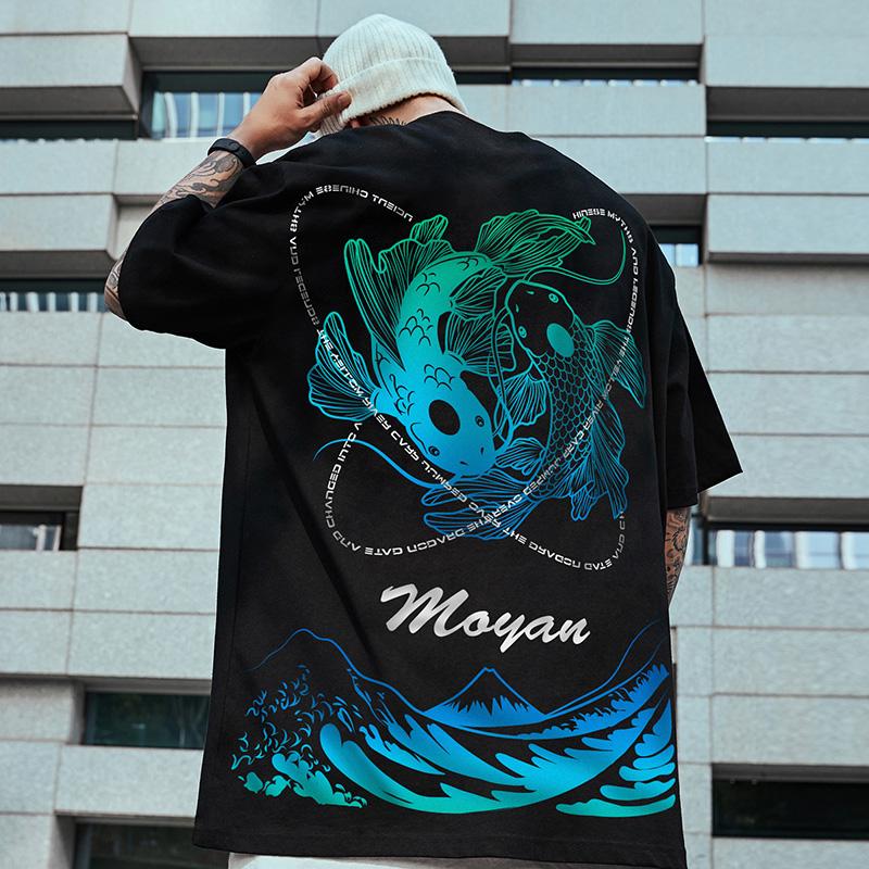 Áo Thun Nam Ngoại Cỡ, Áo Cotton Ngắn Tay, Dáng Rộng, Hip Hop Menswear 0