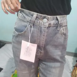 COD lulu jeans Premium Highwaist Celana Cutbray Jeans Wanita Biru retro Import