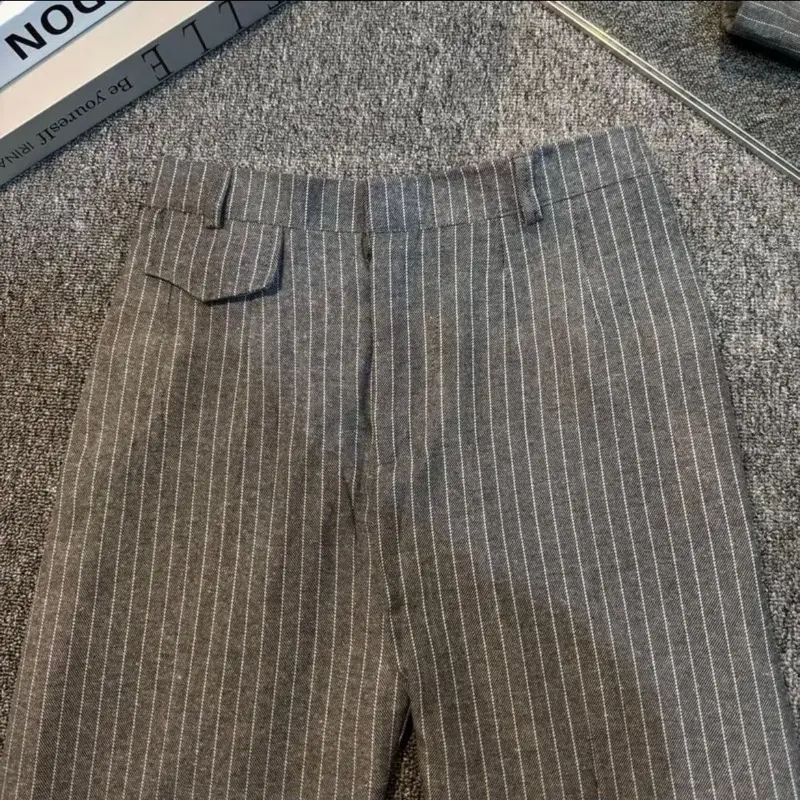 Oro Pants Stripe Bangkok Loose Pants Wanita Celana  Panjang Casual Antikusut Highwaist Korean Style Katun celanapanjang kulot Kekinian 5