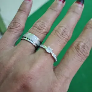 Cincin Wanita S925 Full Zirkon Terbuka Ukuran Dapat Diatur Pasangan Kawin COD J191