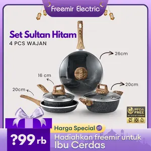 freemir Wajan Set 4 Pcs 26/20/20/16 cm Panci Serbaguna Granit Anti Lengket Kitchenware