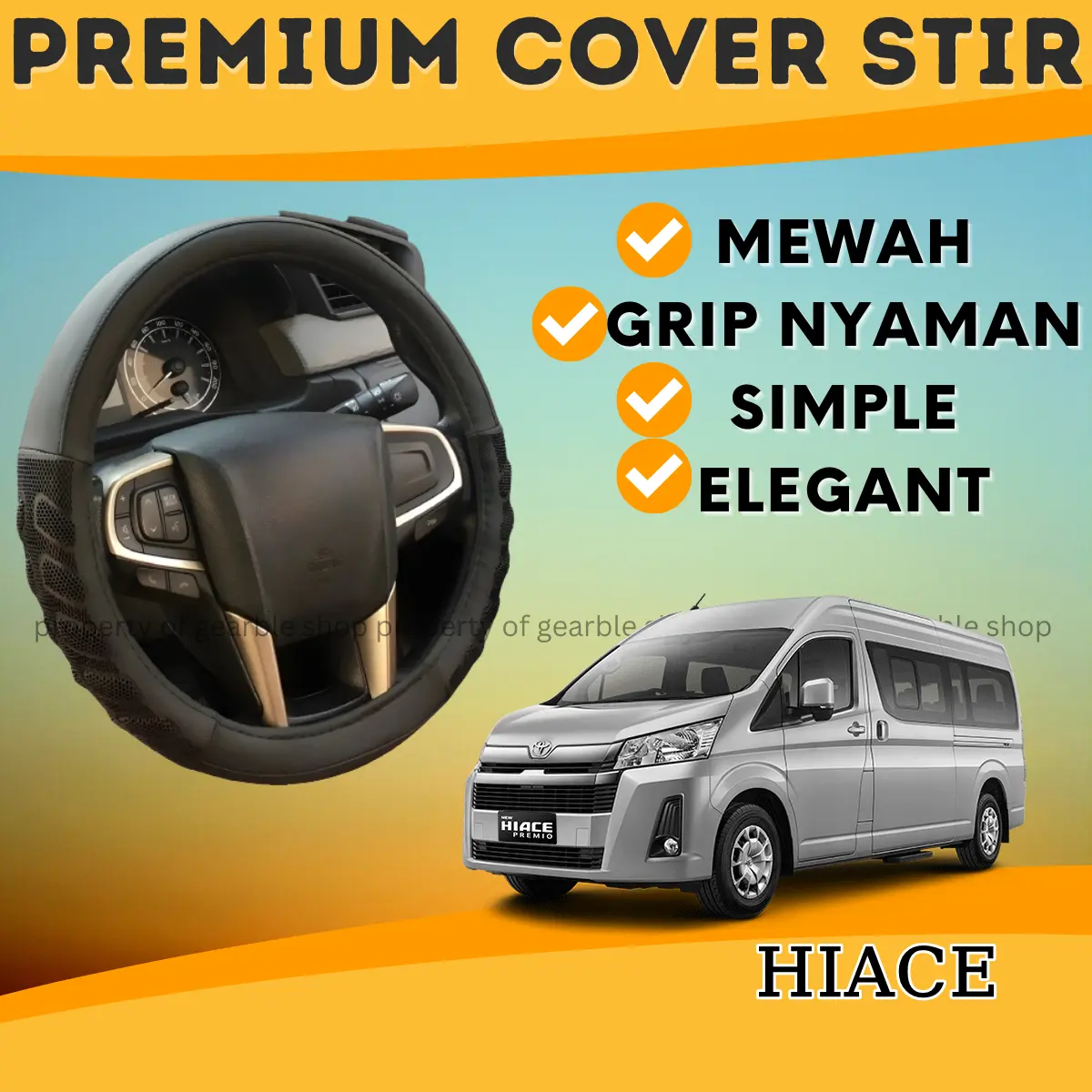 Cover Sarung Stir Hiace Setir Kulit Mobil Hiace Selimut Pelindung Model Simple Polos Mewah