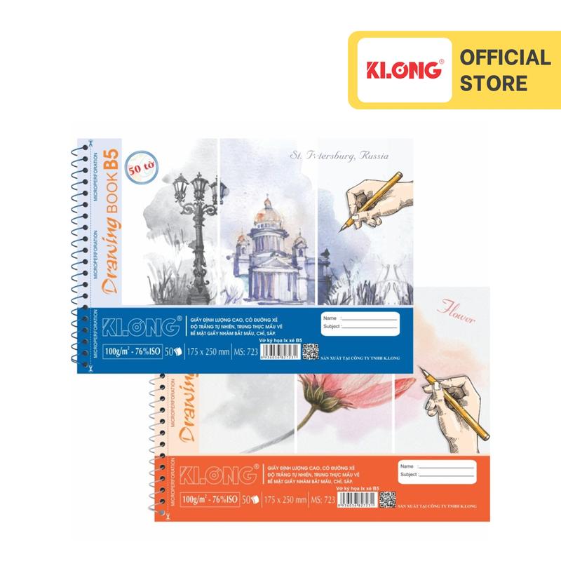 Sổ vẽ lò xo xé B5 50 tờ 100 76; MS: 723