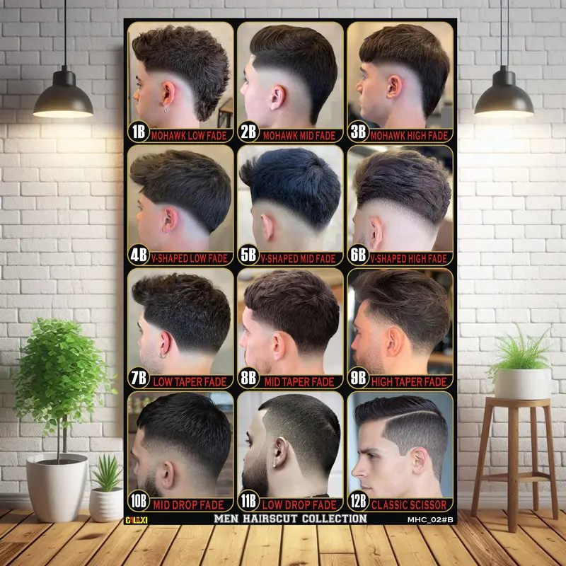 POSTER MODEL RAMBUT PRIA TERBARU HD BARBERSHOP, PANGKAS RAMBUT DAN SALON 4
