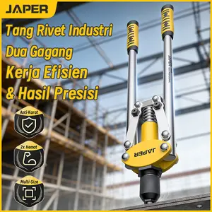 JAPER Tang Rivet 9.5 inci/17 inci Rivet Gun Alat Pemasangan Paku Keling Impor Jerman Termasuk 100 Paku Keling Cocok untuk Ukuran 2.4-4.8 mm Alat Pemasangan Paku Keling Manual Jerman Alat Profesional JAPER