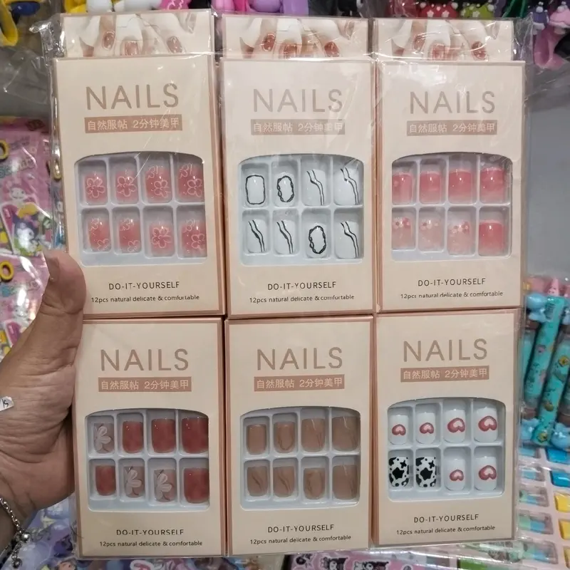 kuku palsu dewasa simple, kuku palsu dewasa cantik, kuku isi 12 pack 1