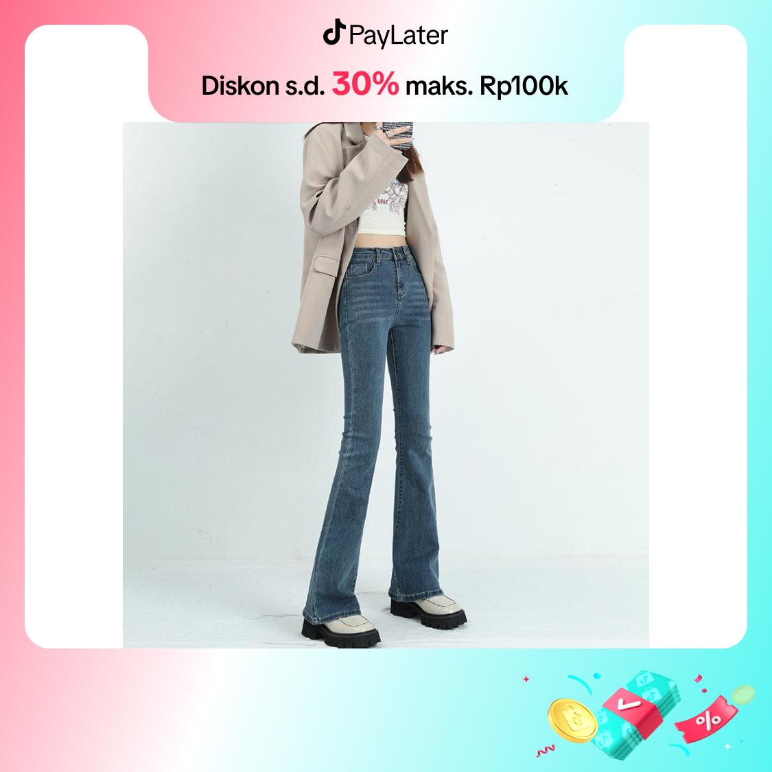 lulu-jeans Celana Jeans Cutbray Wanita /  Jeans Cutbray Wanita Biru Retro Highwaist Import 2026