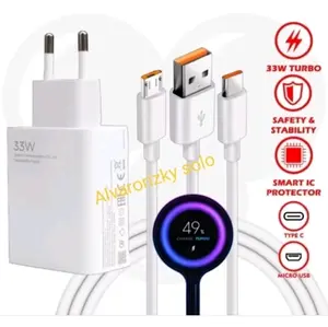 CHARGER 33 WATT FAST CHARGING 3A TURBO FAST CHARGING TYPE C & MICRO  Kabel Adaptor