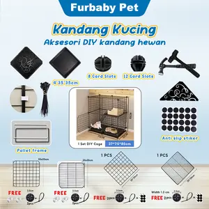Furbaby Pet Kandang Hewan Peliharaan DIY 35x35CM Baja Tahan Karat Kucing Burung Hamster Anti Selip Stiker 12 Slot Kartu 360° Combination Model B Menebal Jarak 1.3cm