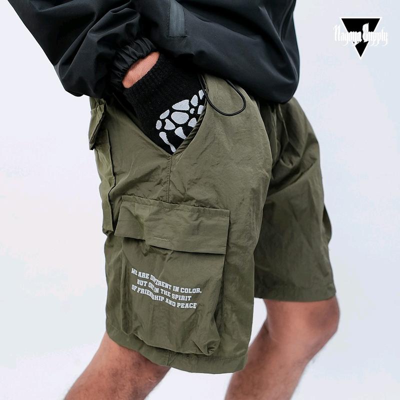 Celana Pendek Pria - Celana Trackpanst Crinkle - Celana Parasut Waterproof - Celana Trackpanst Type 3 Cowok Army 0