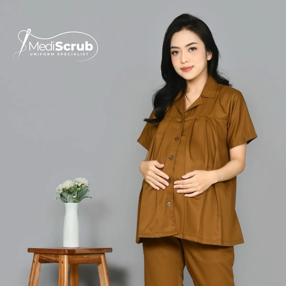 Mediscrub.id Baju Dinas Hamil Lengan Pendek Bahan Toyobo / Baju Hamil Pemda