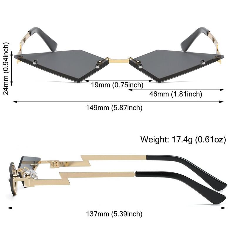 Rimless Lozenge Sunglasses Fashion Colorful UV400 Polygon Sun Glasses Metal Frame Halloween Eyeglasses for for Women & Men 2