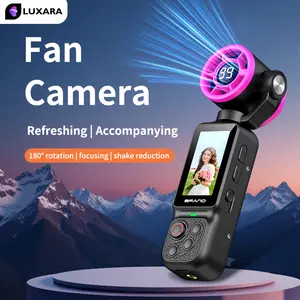 LUXARA Kipas Angin Genggam Kamera Aksi Camera Vlog Mini HD 180° Rotasi Anti Guncang Layar Besar 100 Level Angin Action Camera Portable untuk TikTok Sepeda Motor Traveling & Outdoor LK-035