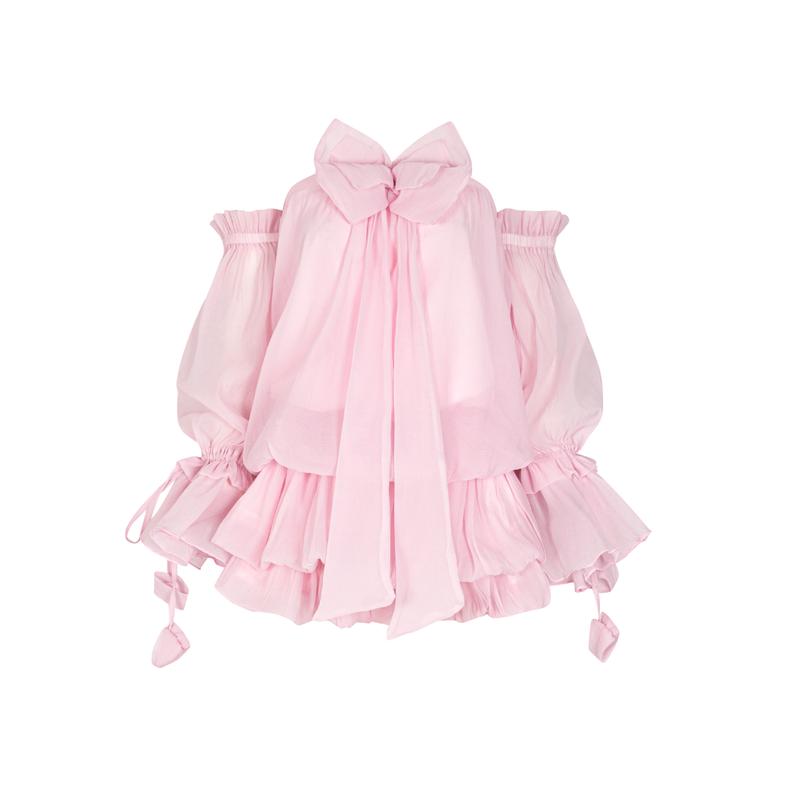 Bloom Mini Dress - Đầm trễ vai dáng bí bánh bèo kèm quần GLORIOUS tay bồng chất liệu voan giấy