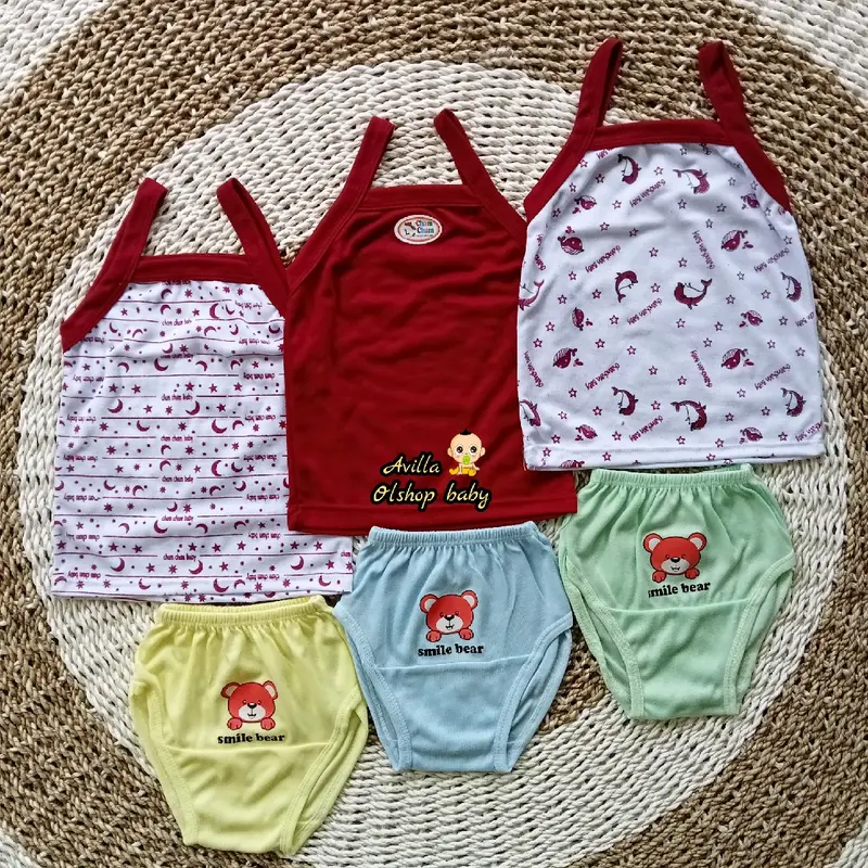 Paket Set Baju Dalam dan Celana Dalam Anak Perempuan dengan Tangtop dan CD - Fashion PE Double (3pcs tangtop+3pcs cd) Pakaian 7