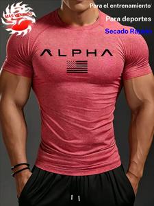 Camiseta deportiva para hombre de poliéster con alta elasticidad y ajuste entallado, tejido que absorbe la humedad, resistente al sudor, ideal para gimnasio, correr, entrenamiento y uso casual