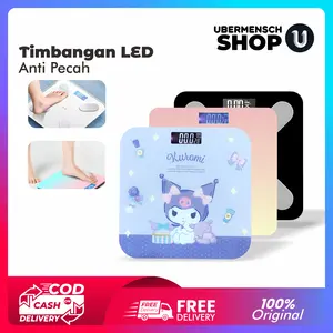 [US] Timbangan Badan Digital Dewasa LCD Elektronik 180KG Scale Kaca Tempered Glass dengan App Smart Weight Scale Hitam, Pink, Hijau, Kuromi Ungu, Hello Kitty Pink, Cinnamorrol Biru