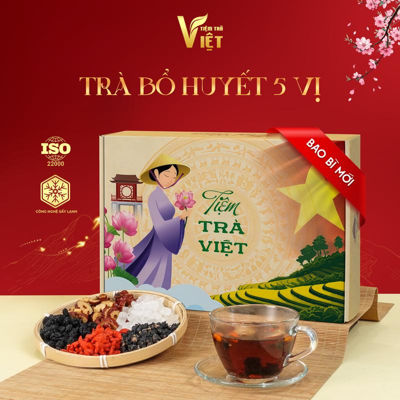 Trà Bổ Huyết 5 Vị - Giúp bổ huyết giảm chóng mặt ù tai - Tiệm Trà Việt - 40 gói