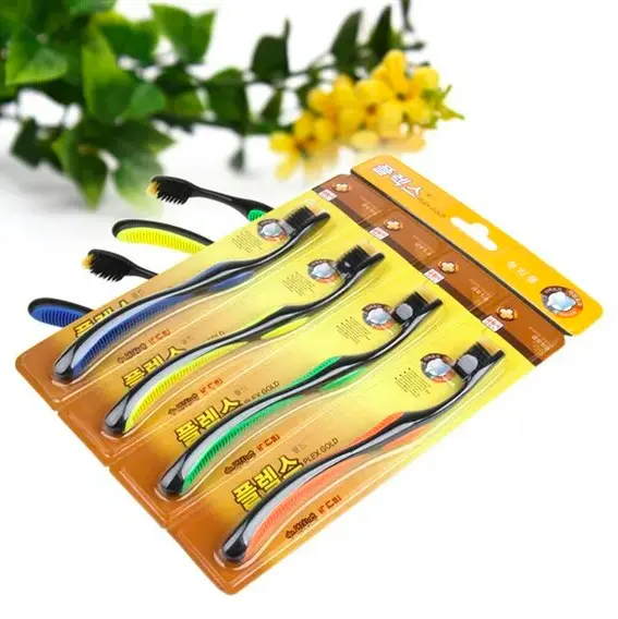 Korea Bamboo Charcoal Nano Gold Toothbrush Medium Soft Fine Bristle