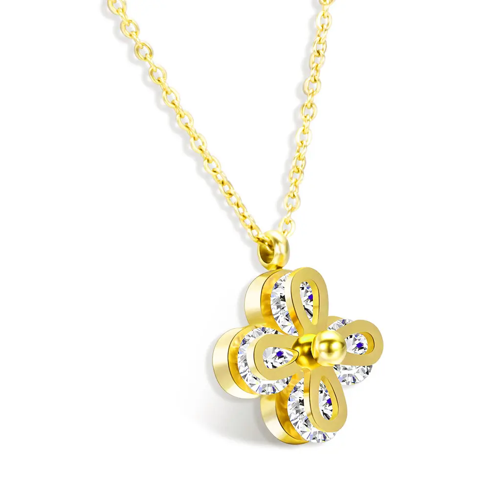 Women's necklace fashion Clover 2-carat zircon for women 18k gold color
