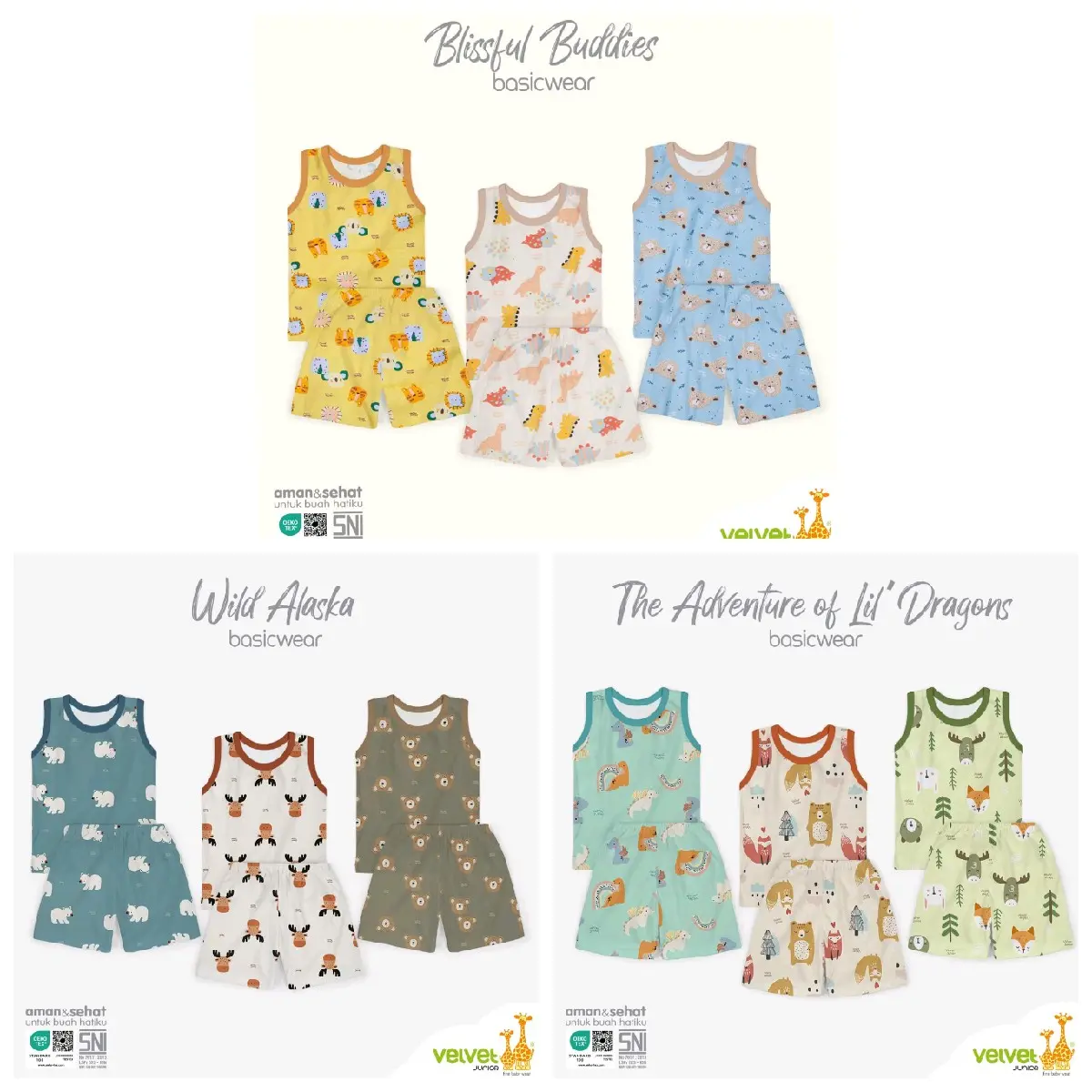 3SETEL EIQUES SET KUTUNG VELVET JUNIOR DAN LIBBY BABY