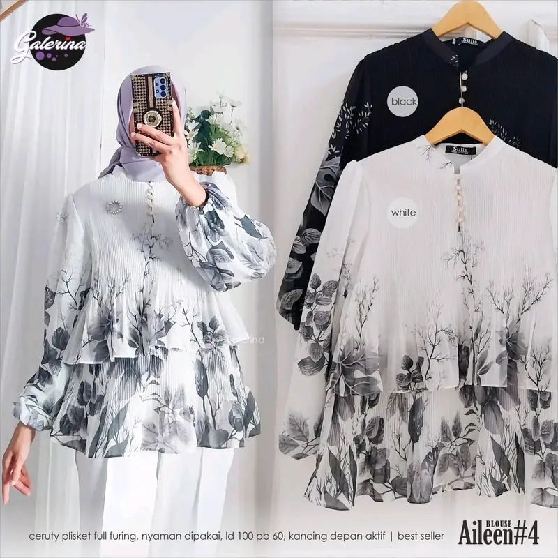 Aileen Blouse baju atasan wanita motif cantik dan anggun Panjang 1