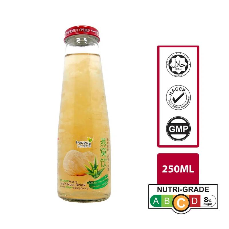 Happy Health Collagen Plus++ Bird's Nest Drink - Red Dates Wolfberry / Honey Longan / Aloe Vera & Rock Sugar (3 Bottles) Halal  Beverage 3