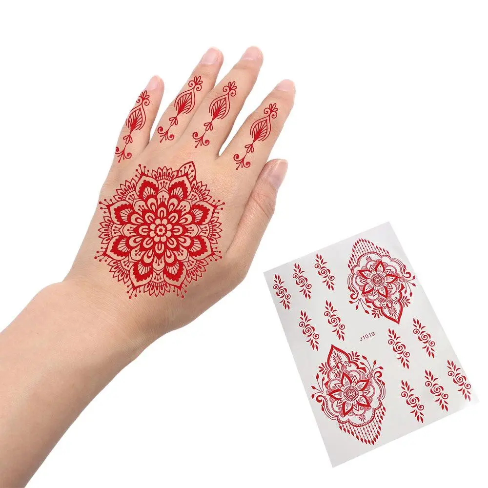 Fashion Kids Men Fake Tattoo for Women Hand Legs Arm Brown Mehndi Stickers DIY Temporary Tattoo Water Transfer Decals Henna Tattoo Stickers Body Art Sticker