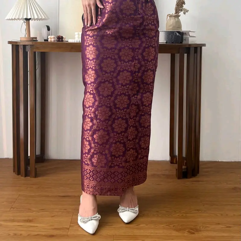 [Rok Songket Span Wanita]Bawahan Kebaya Wisuda|Songket Span Acara Pesta|Rok Span Motif Tenun[Songket Span Kondangan 6