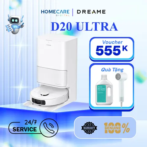Robot Hút Bụi Lau Nhà Dreame D20 Ultra-Lực Hút 13.000Pa,Trạm Sạc Đa Năng Thông Minh, Hàng Chính Hãng