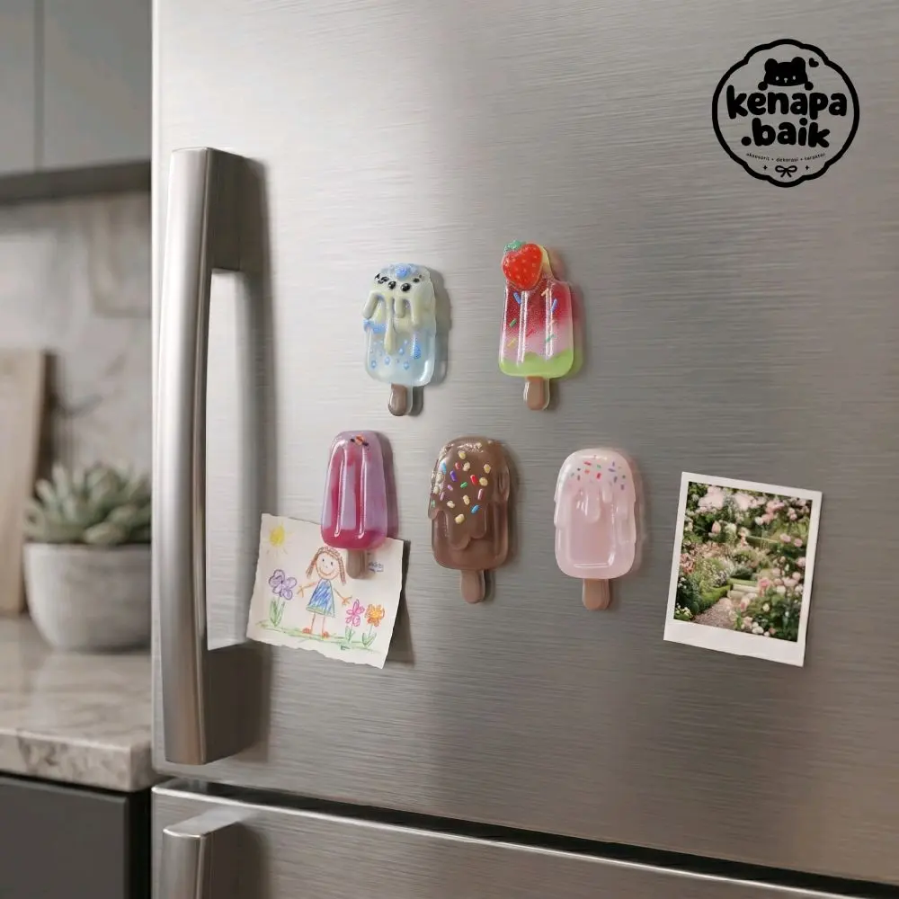10PCS Magnet Kulkas Estetik Karakter Ice stick Ice Cream Stick Aesthetic Resin Clay Home Decoration Magnet Tempelan Kulkas