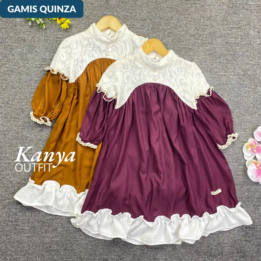 KNO 1-7 TH GAMIS ANAK QUINZA LONG DRESS ANAK PEREMPUAN BROKAT BY MYBEE