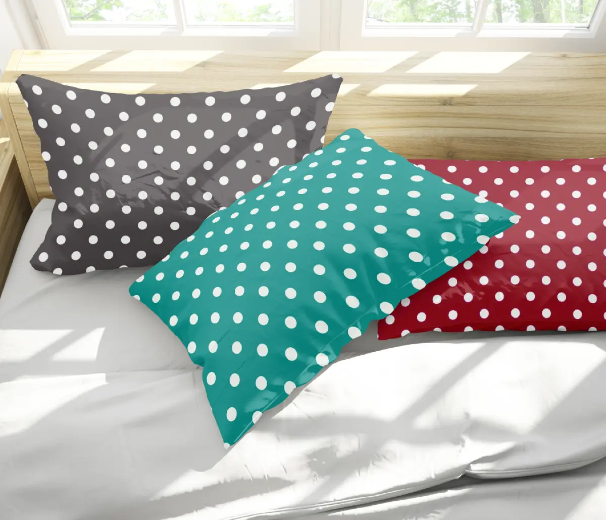 Bantal tidur polka dot empuk anti kempes Kain Bed Biru Coklat Hijau Merah