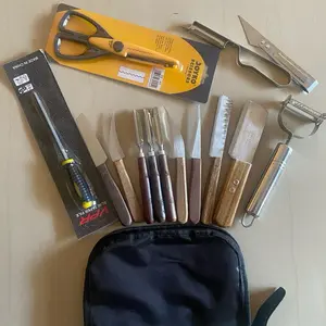 Pisau Garnish Pisau Ukir Buah Pisau Carving Isi 9 Bonus Gunting Asahan Parutan