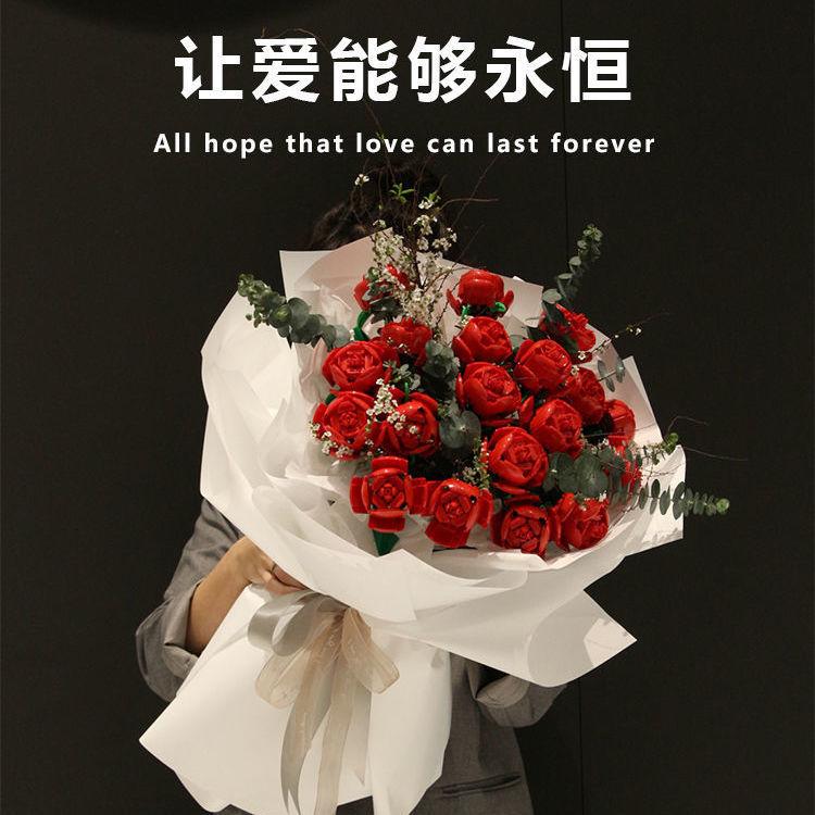 Valentine's Day Exclusive Surprise! Rose building blocks, small particles pieced together to create a dreamy eternal flower, creative DIY interpretation of ultimate romance 2